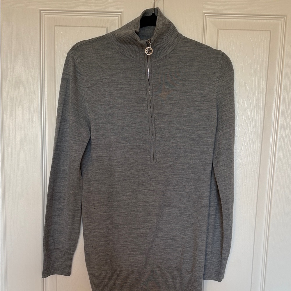 Tory Burch Women's Gray Zip-Up Sweater